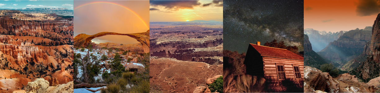 Utah's Mighty 5 National Parks - Arches National Park, Bryce Canyon National Park, Canyonlands National Park, Capitol Reef National Park, Zion National Park